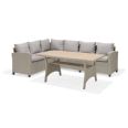Conjunto Santorini. 2 sofas + mesa alta imitacion madera.